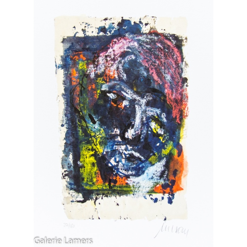 Armin Mueller-Stahl "Farbiger Kopf" Original Graphik