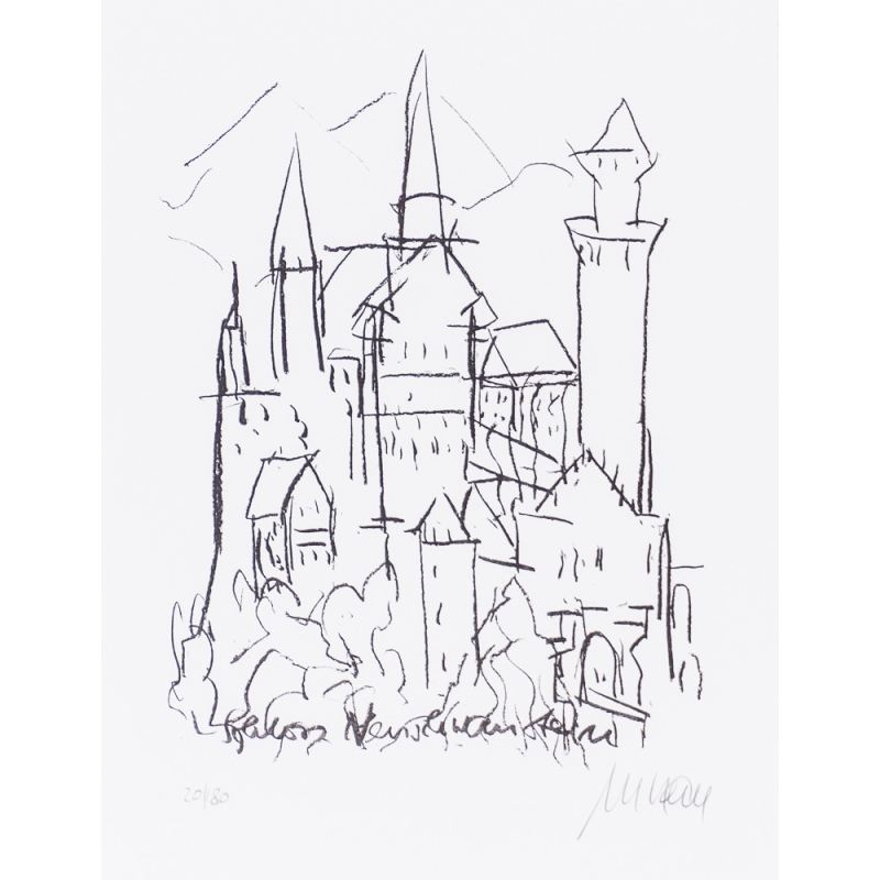 Armin Mueller-Stahl Schloss Neuschwanstein handsigniertes Original Kunst Bild kaufen