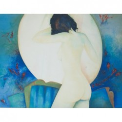 Original Kunst von Claude Gaveau "Jeune fille au mirror" kaufen Sie Bilder des bekannten französischen Künstlers
