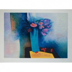 Original Kunst von Claude Gaveau "Rose and blue" kaufen Sie Bilder des bekannten französischen Künstlers