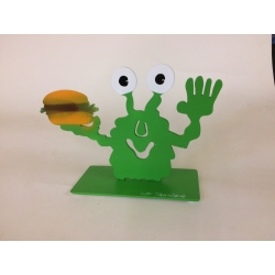 Patrick Preller "Monsterkollege mit Burger" Original Metall Skulptur