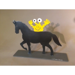 Patrick Preller "Pferd mit Monster" Original Metall Skulptur