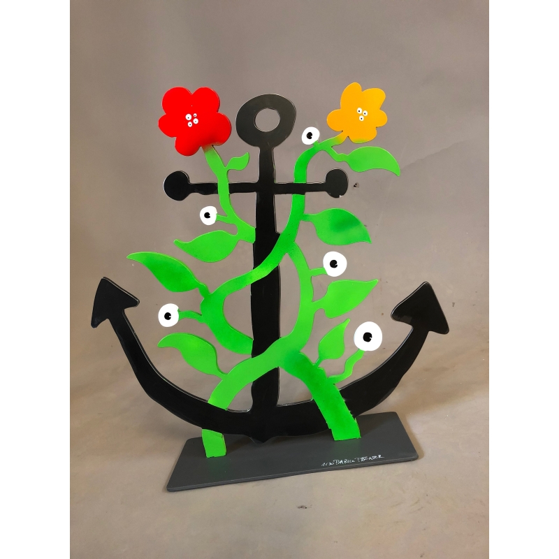 Patrick Preller "Blühender Anker" Original Metall Skulptur