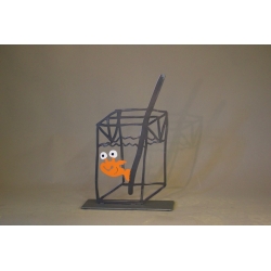 Patrick Preller "Fisch im Tetrapack" Original Metall Skulptur