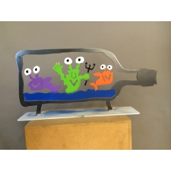 Patrick Preller "Flaschenschiff" Original Metall Skulptur