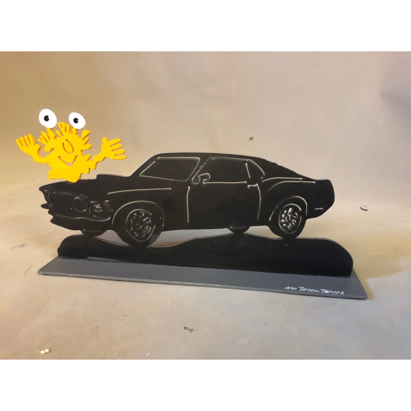 Patrick Preller "Monster und Ford Mustang" Original Metall Skulptur