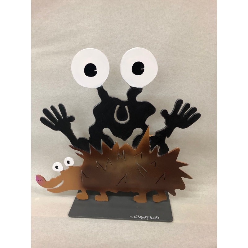 Patrick Preller "Monster und Igel" Original Metall Skulptur