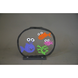 Patrick Preller "Aquarium mit drei Fischen" Original Metall Skulptur