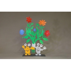 Patrick Preller "Blumenstrauß mit zwei Monstern" Original Metall Skulptur