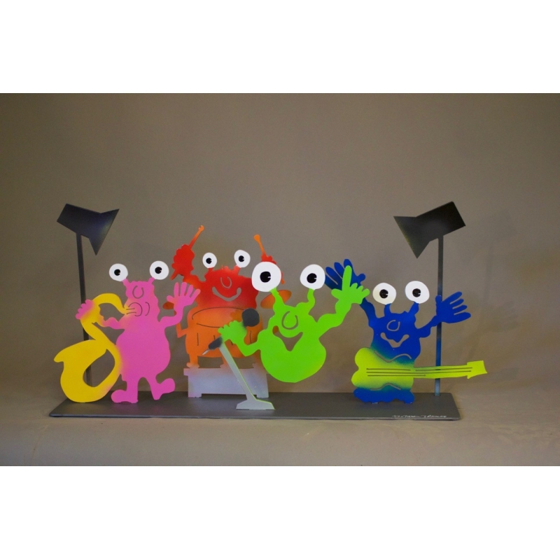 Patrick Preller "Die Monsterband" Original Metall Skulptur