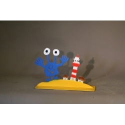 Patrick Preller "Eine Insel mit zwei Häusern" Original Metall Skulptur