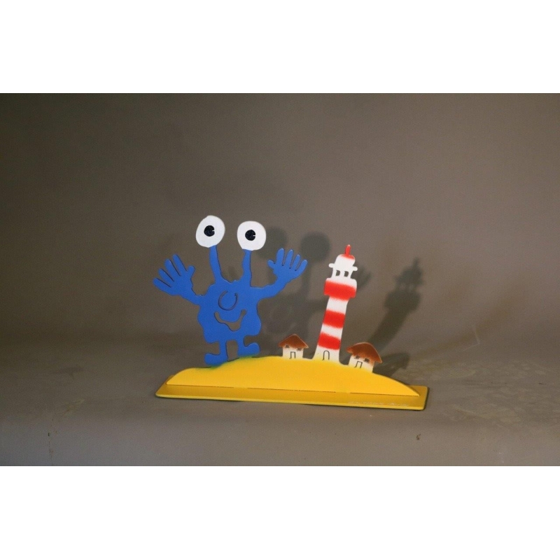 Patrick Preller "Eine Insel mit zwei Häusern" Original Metall Skulptur