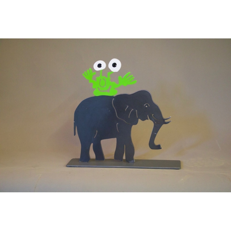 Patrick Preller "Elefant mit Monster" Original Metall Skulptur