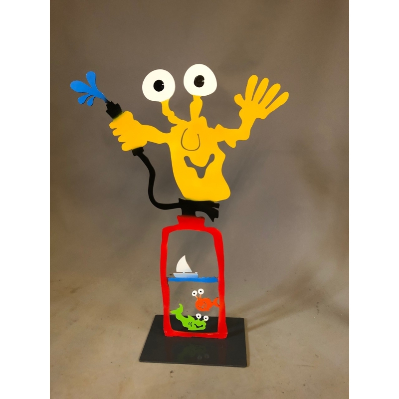 Patrick Preller "Feuerlöschmonster" Original Metall Skulptur