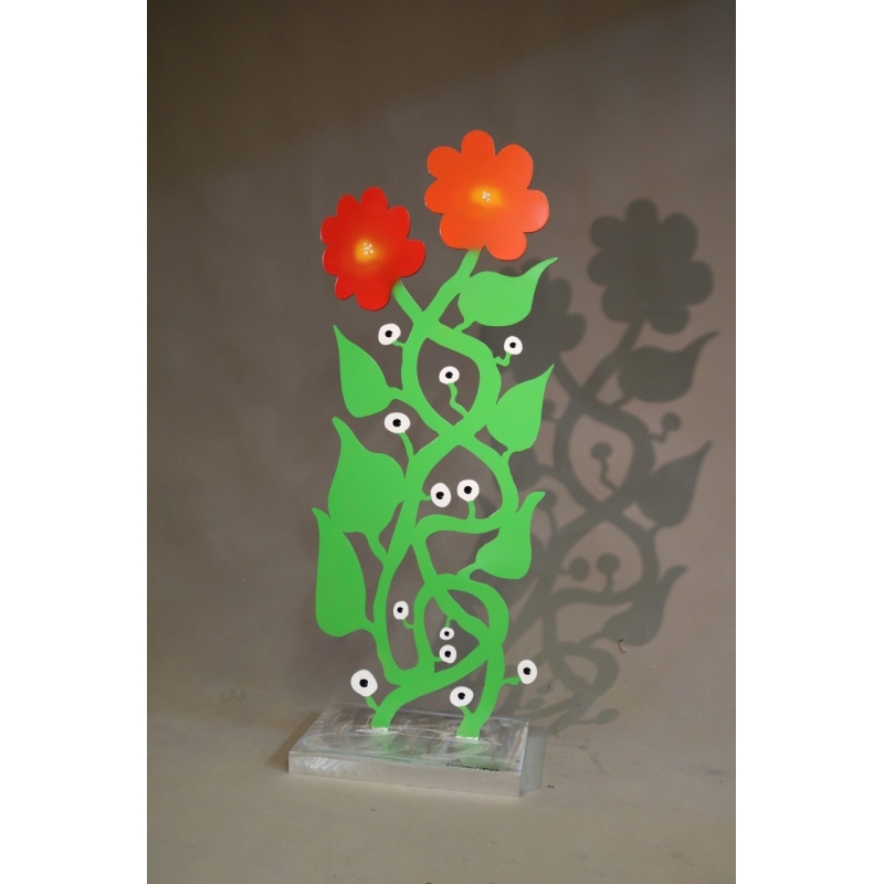 Patrick Preller "Florales Netzwerk" Original Metall Skulptur