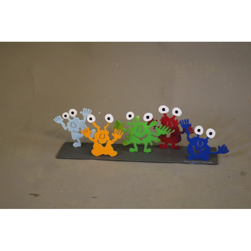 Patrick Preller "Fünf Monster" Original Metall Skulptur