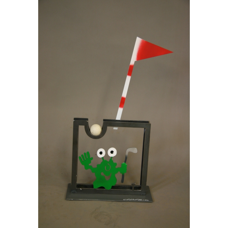 Patrick Preller "Golfmonster Objekt" Original Metall Skulptur