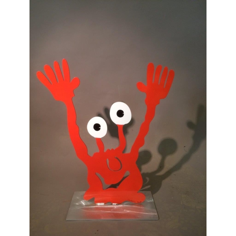 Patrick Preller "Hände hoch" Original Metall Skulptur