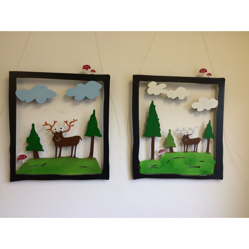 Patrick Preller "Hirsch im Wald (Wandobjekt)" Original Metall Skulptur