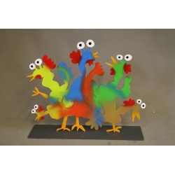 Patrick Preller "Hühnerhaufen" Original Metall Skulptur