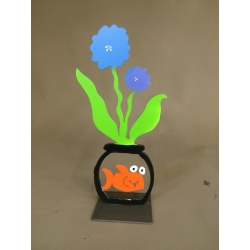 Patrick Preller "In der Blumenvase lebt ein Fisch" Original Metall Skulptur