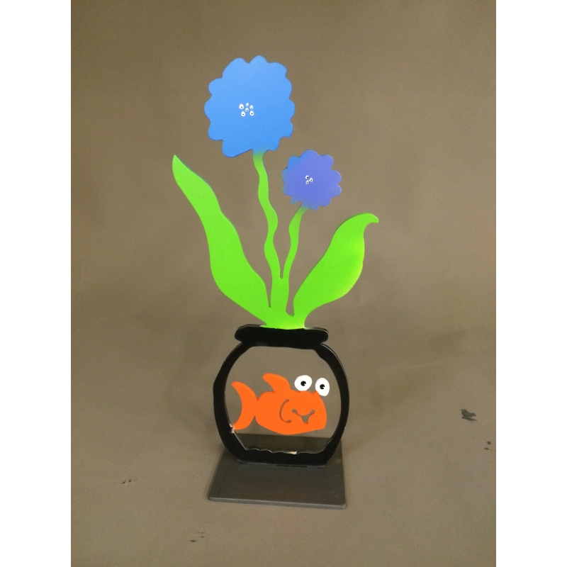 Patrick Preller "In der Blumenvase lebt ein Fisch" Original Metall Skulptur