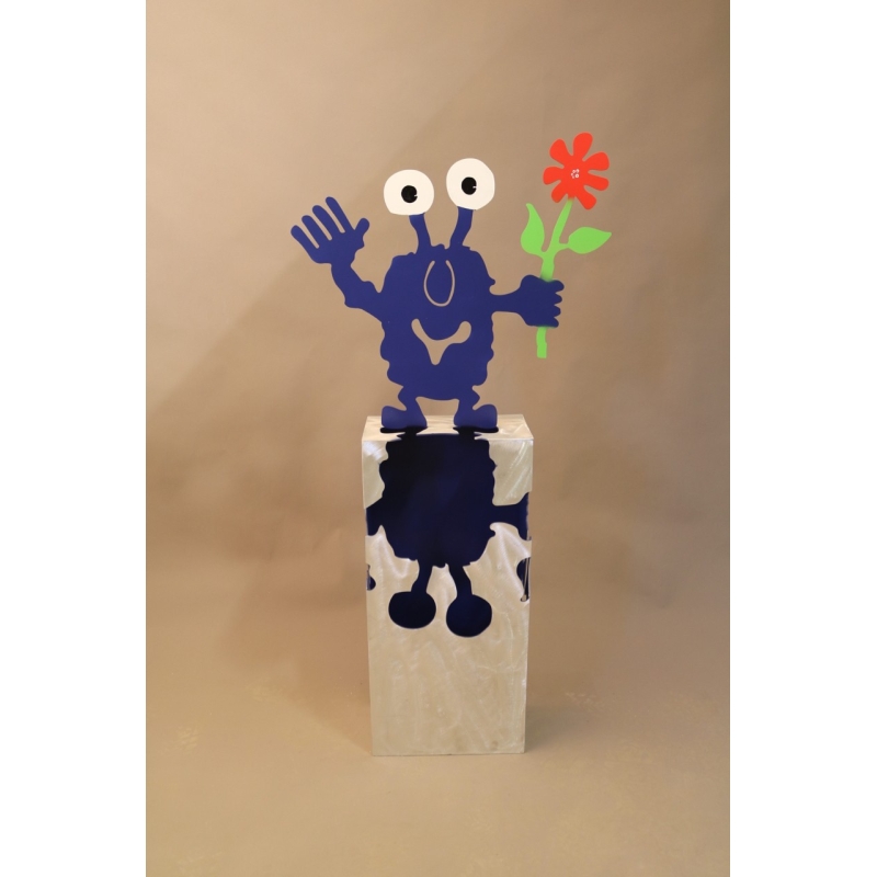 Patrick Preller "Kubus "Blume"" Original Metall Skulptur