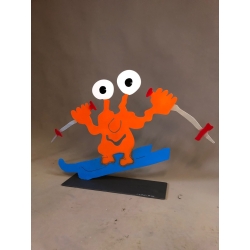 Original Metall Skulptur von Patrick Preller "Skifahrer