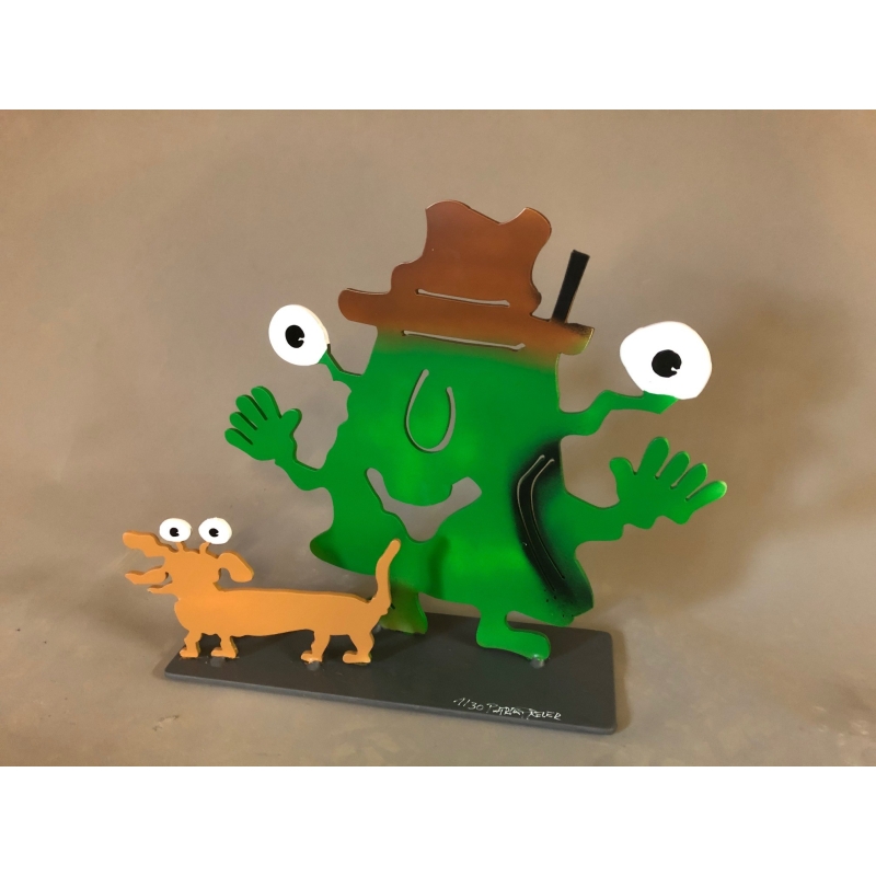 Original Metall Skulptur von Patrick Preller "Jäger" kaufen Sie Kunst Skulpturen des beliebten deutschen Künstlers mit Expertise