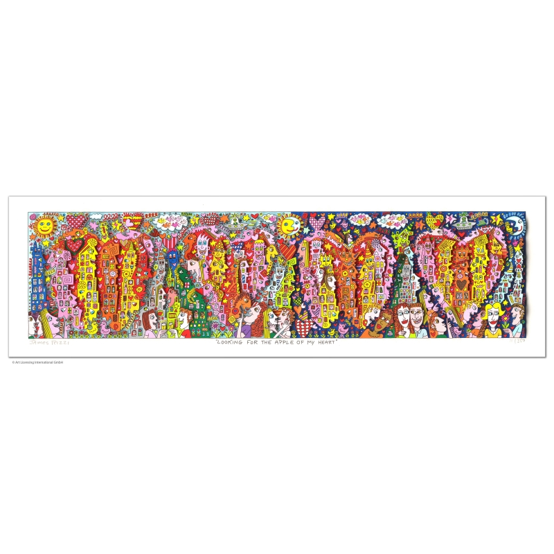 James Rizzi 3D Bild Original drucksigniert "Looking For The Apple Of My Heart"