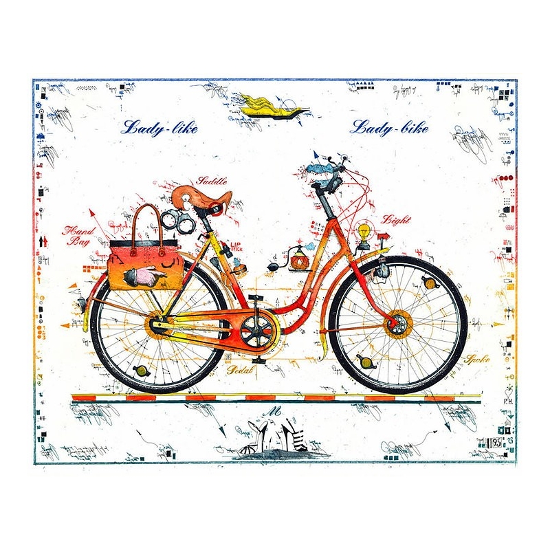 Original Bild vom Künstler Leslie G. Hunt "Lady Bike - Lady Like" mit oder ohne Rahmen kaufen