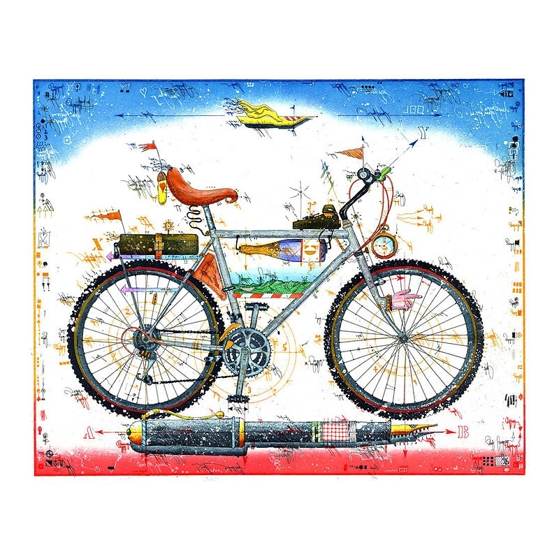 Original Bild vom Künstler Leslie G. Hunt "Mountain Bike - Business Like" mit oder ohne Rahmen kaufen