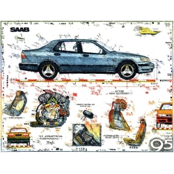 Original Bild vom Künstler Leslie G. Hunt "SAAB 9-5" mit oder ohne Rahmen kaufen