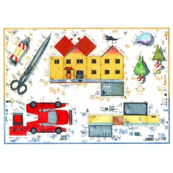 Original Bild vom Künstler Leslie G. Hunt "Bastelbogen für Architekten" mit oder ohne Rahmen kaufen