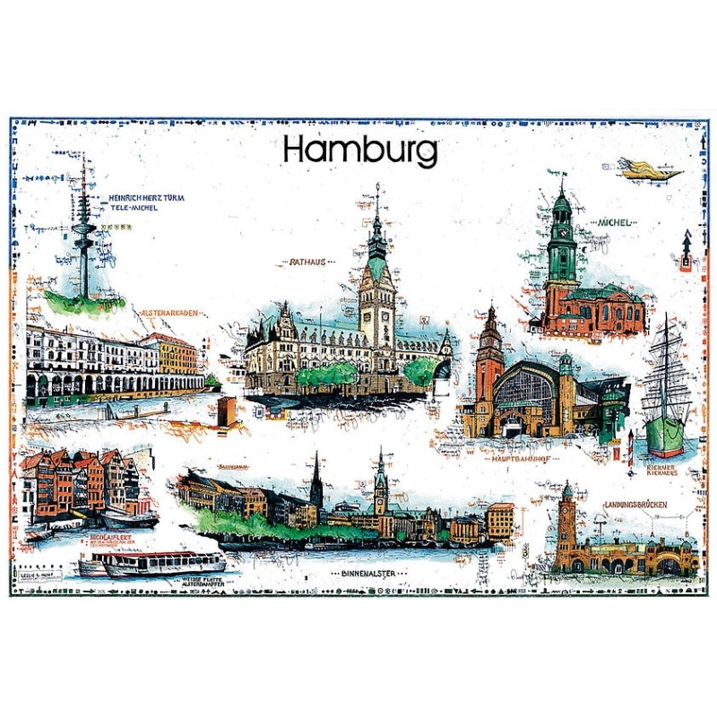 Original Bild vom Künstler Leslie G. Hunt "Hamburg" mit oder ohne Rahmen kaufen