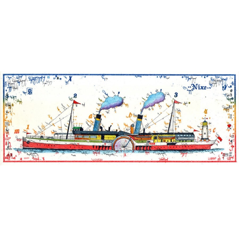 Original Bild vom Künstler Leslie G. Hunt "Raddampfer" mit oder ohne Rahmen kaufen