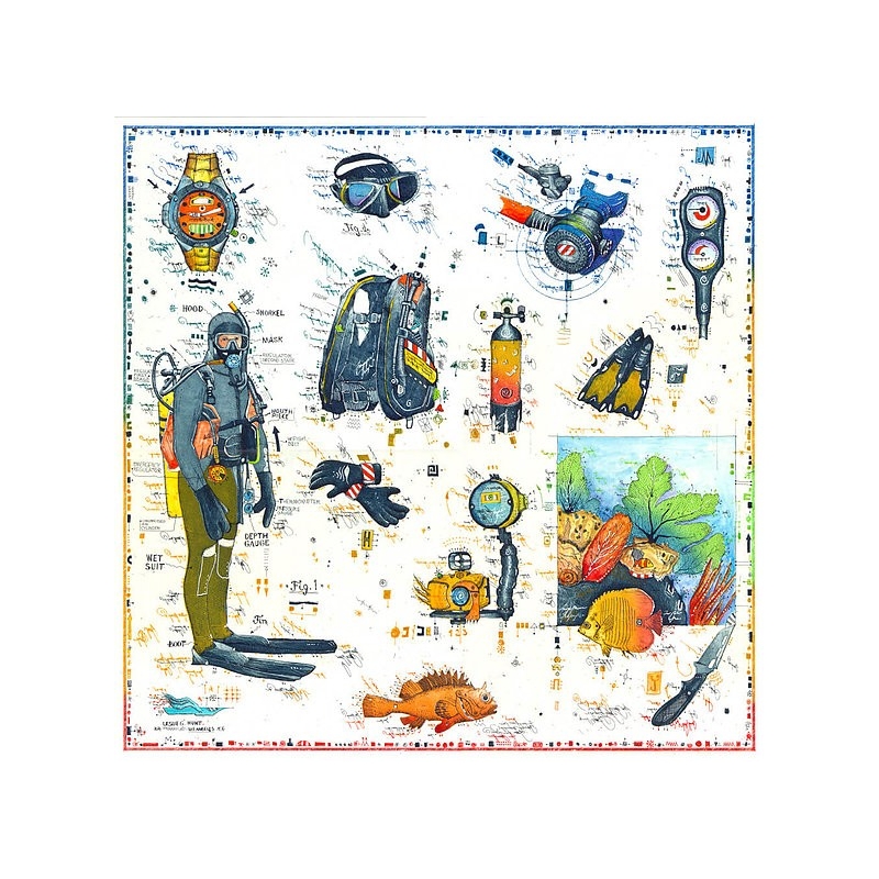 Original Bild vom Künstler Leslie G. Hunt "Abenteuer Tauchen" mit oder ohne Rahmen kaufen