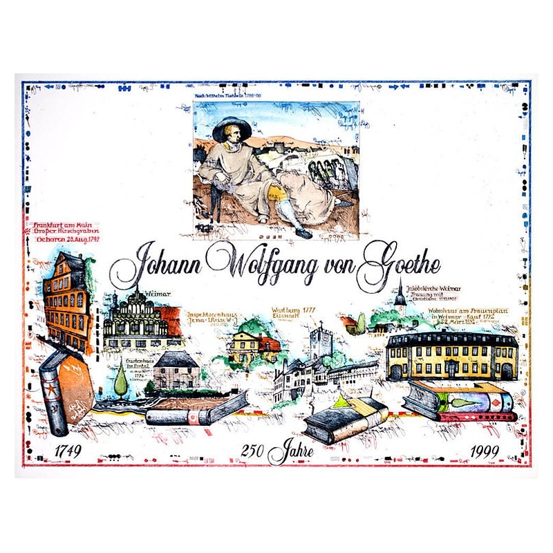 Original Bild vom Künstler Leslie G. Hunt "250 Jahre Johann Wolfgang von Goethe" mit oder ohne Rahmen kaufen