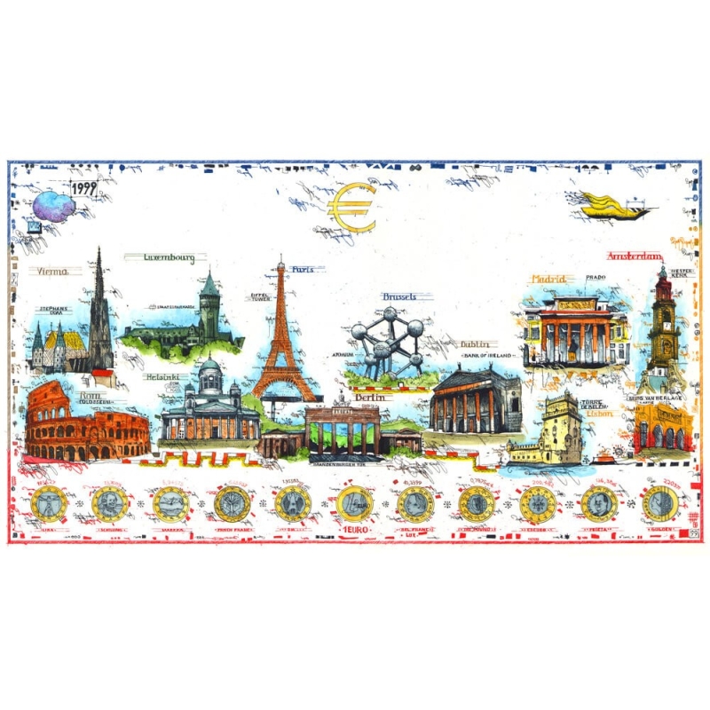 Original Bild vom Künstler Leslie G. Hunt "Euro-Current-Cities" mit oder ohne Rahmen kaufen