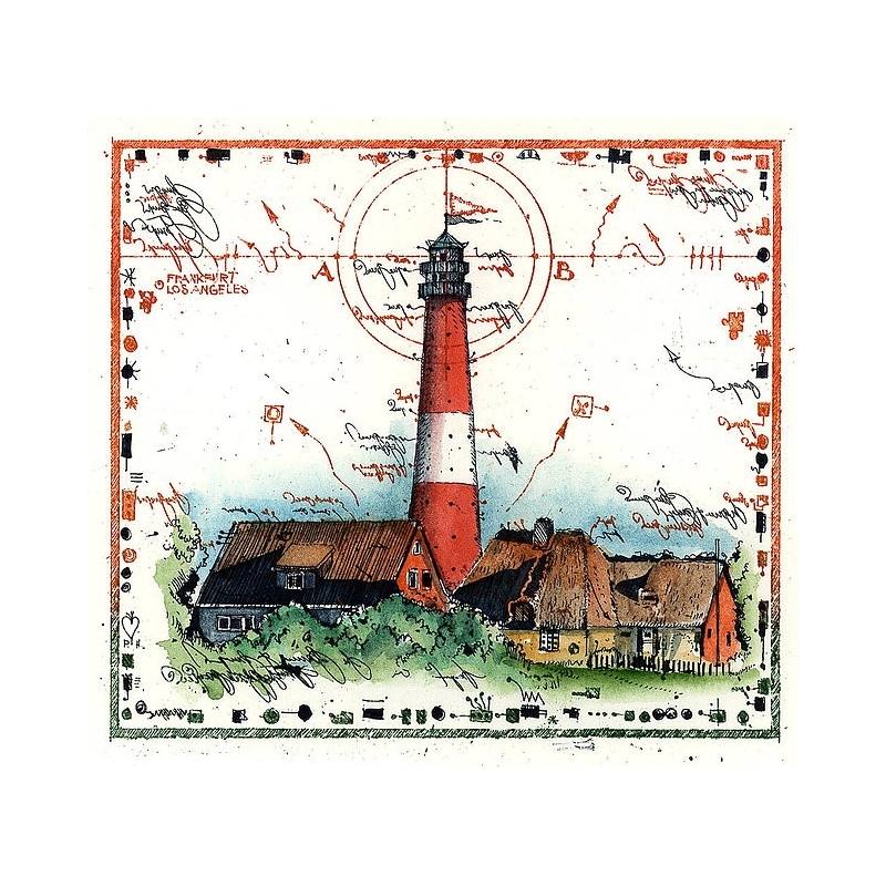 Original Bild vom Künstler Leslie G. Hunt "Leuchtturm" mit oder ohne Rahmen kaufen