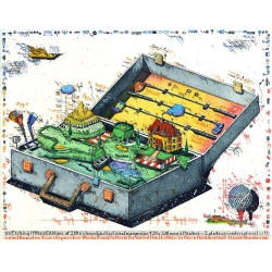 Original Bild vom Künstler Leslie G. Hunt "Golfomatengepäck" mit oder ohne Rahmen kaufen