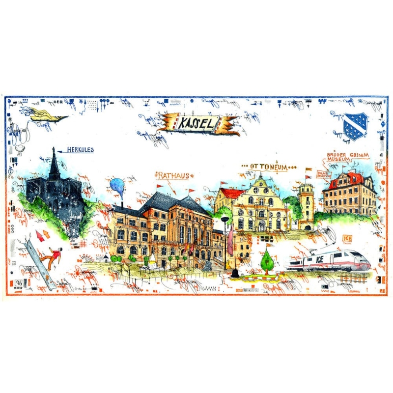 Original Bild vom Künstler Leslie G. Hunt "Stadtansicht Kassel" mit oder ohne Rahmen kaufen