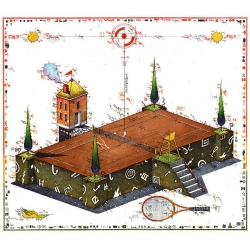 Original Bild vom Künstler Leslie G. Hunt "Center Court" mit oder ohne Rahmen kaufen