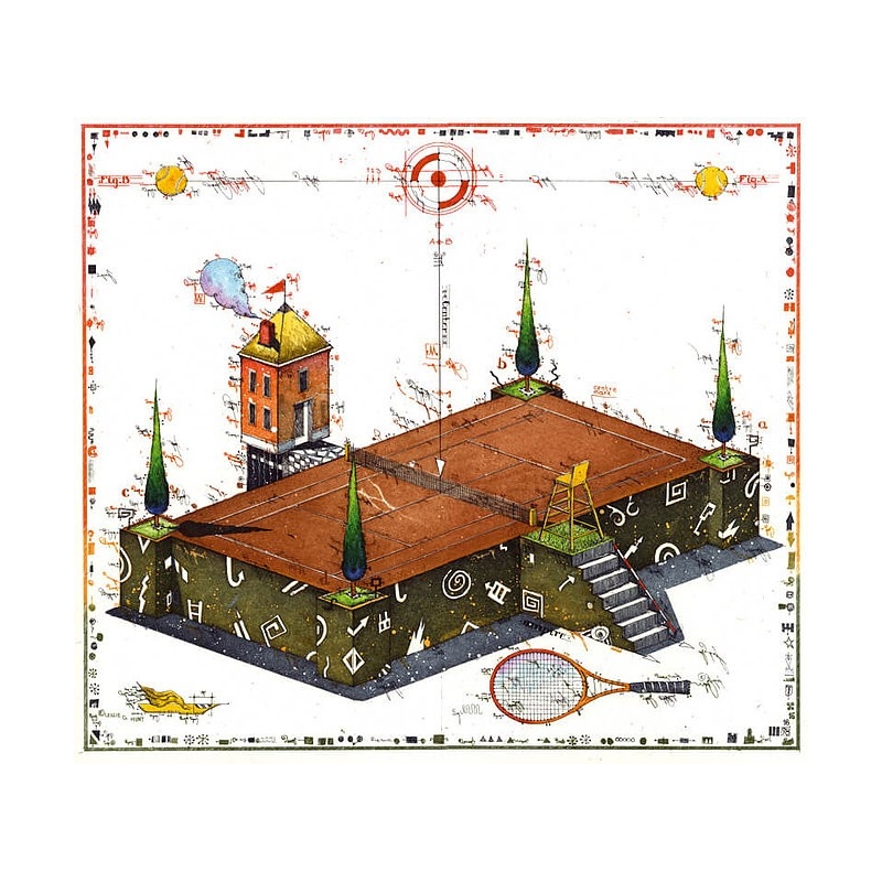 Original Bild vom Künstler Leslie G. Hunt "Center Court" mit oder ohne Rahmen kaufen