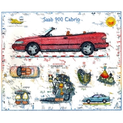 Original Bild vom Künstler Leslie G. Hunt "Saab 900 Cabrio" mit oder ohne Rahmen kaufen