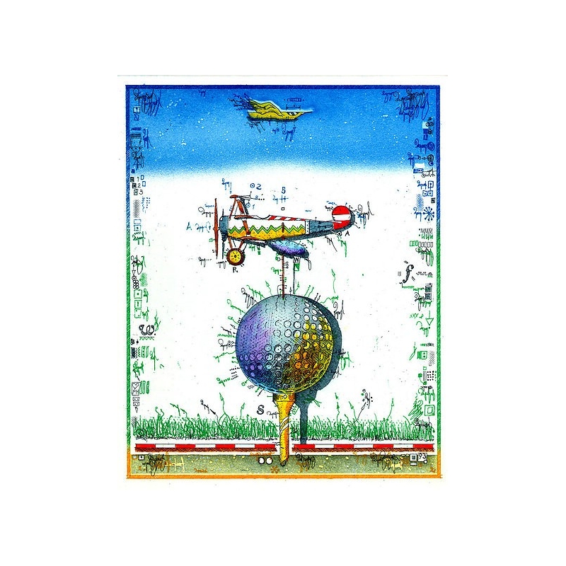 Original Bild vom Künstler Leslie G. Hunt "Flugball" mit oder ohne Rahmen kaufen