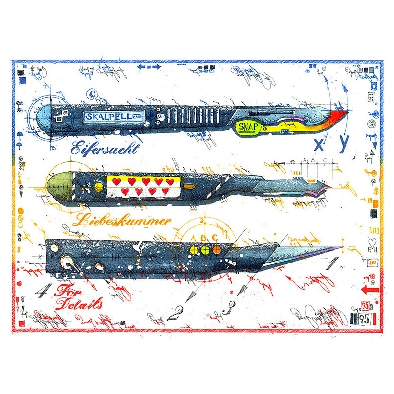 Original Bild vom Künstler Leslie G. Hunt "Skalpelle" mit oder ohne Rahmen kaufen