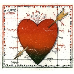 Original Bild vom Künstler Leslie G. Hunt "Love Note Herz" mit oder ohne Rahmen kaufen