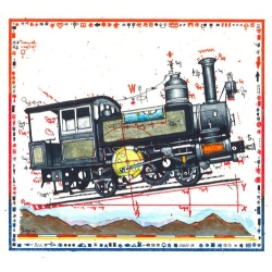 Original Bild vom Künstler Leslie G. Hunt "Miniatur Bergbahn" mit oder ohne Rahmen kaufen