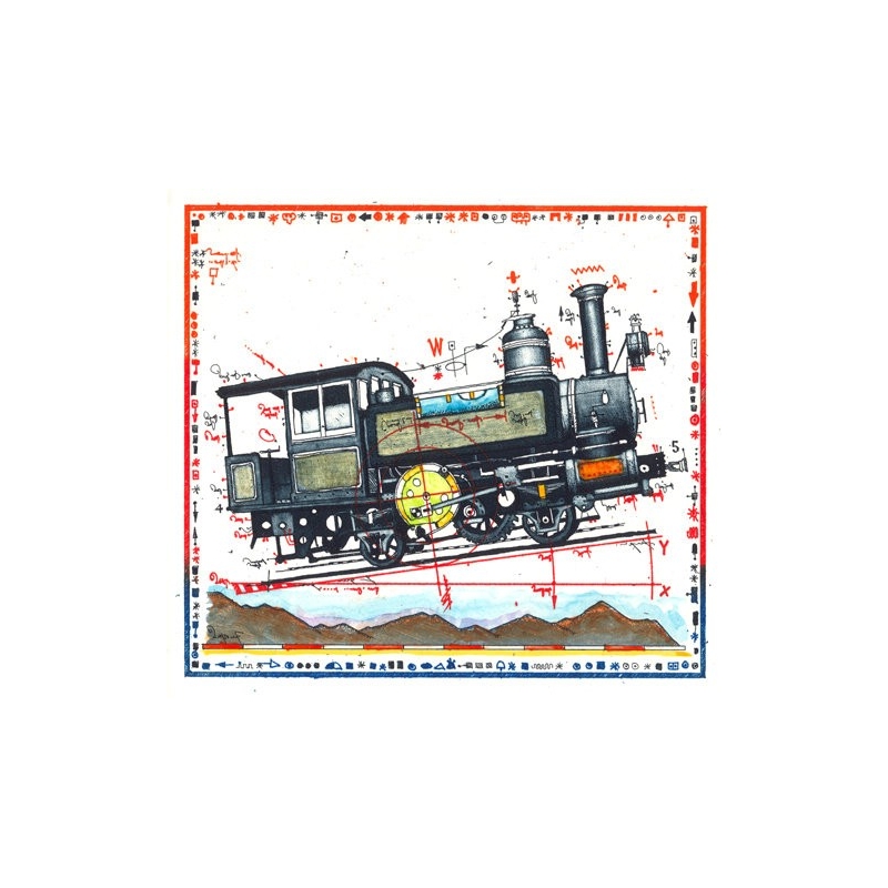 Original Bild vom Künstler Leslie G. Hunt "Miniatur Bergbahn" mit oder ohne Rahmen kaufen